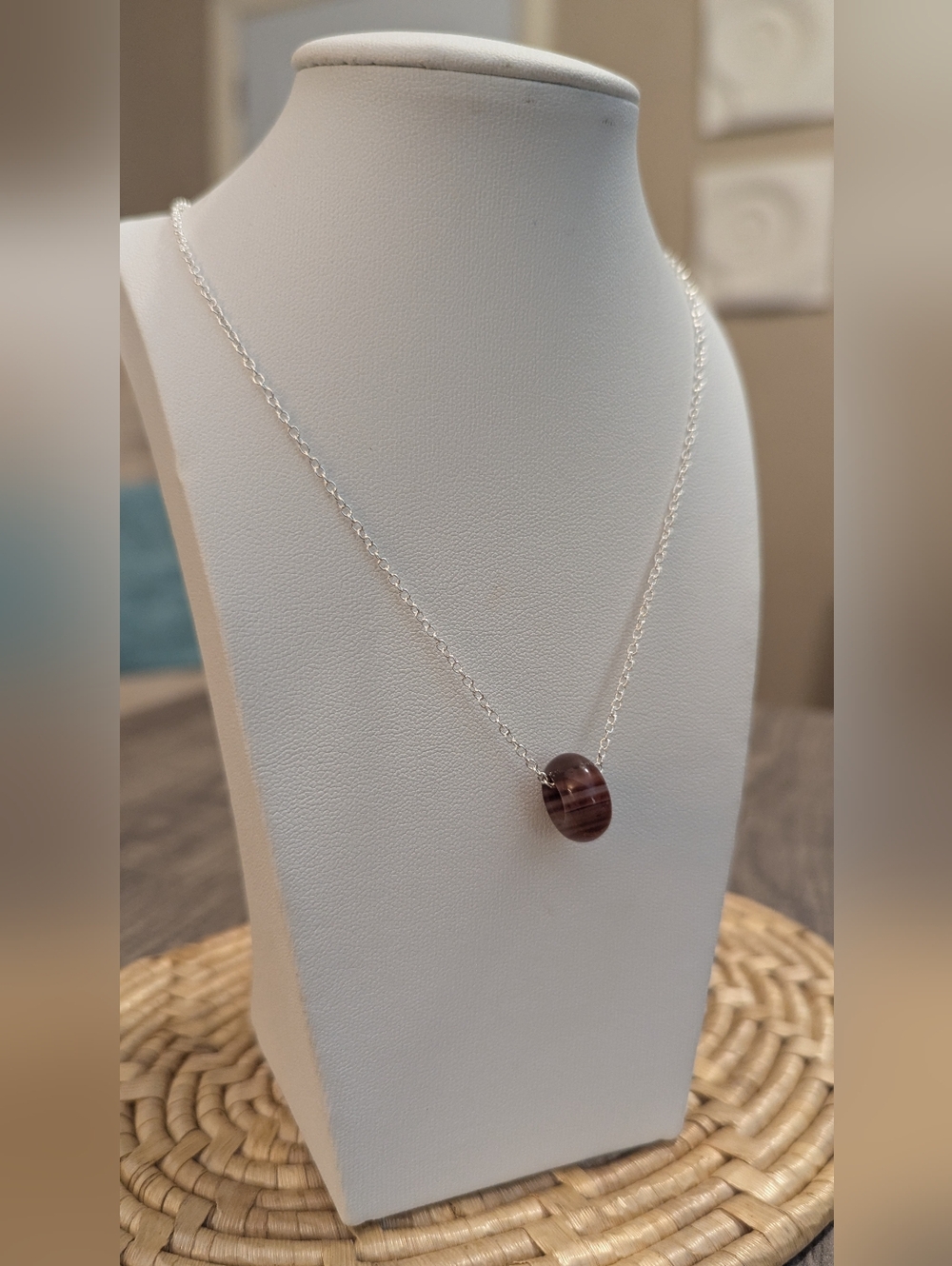 925 Artisan Botswana Brown Agate 18 Inch Necklace. 042526-05